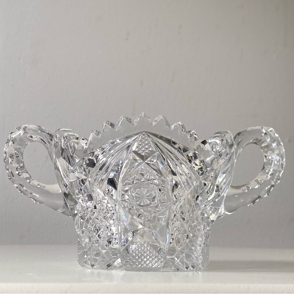 Antique EAPG NUCUT Crystal Sugar Bowl vintage open sugar bowl